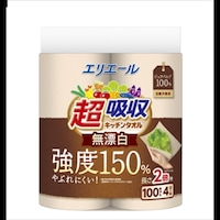 大王製紙 エリエール超吸収キッチンタオル無漂白4ロール×4