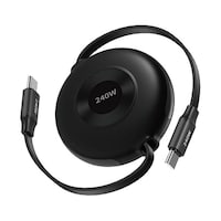 トライメイト 充電ケーブル 巻き取り式 USBC リールケーブル 両引きタイプ 約1.0m ブラック AFFRCC001BK