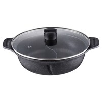 LIV PLUS ビストロ・ドゥエシェルタ マーブルダイヤモンドコート IH二食鍋 ガラス蓋付 28cm ND4592