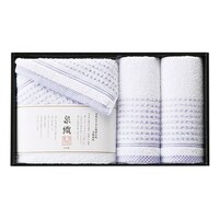サワショウ 泉州 透かし織 バス・フェイスタオルセット【60×120cmバスタオオル1枚・34×80cmフェイスタオル2枚】 2696045