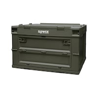 TRI 収納ボックス 幅53×奥行36×高さ33.5cm SLOWER 折りたたみコンテナ 50L Lサイズ ガンボン オリーブ SLW326
