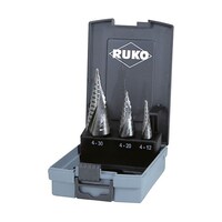 RUKO 2枚刃スパイラルステップドリルセット 3本組 コバルトハイス 101026ERO