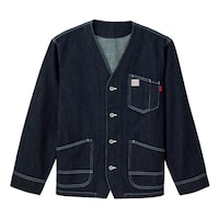 サーウ゛ォ CANTONデニム ショップコート カフェ 雑貨店 ユニフォーム ネイビー L CN9100K3