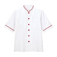 サーウ゛ォ 5分袖 飲食店 ユニフォーム ショップコート ホール キッチン ホワイト×レッド LL TP0603E3