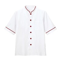 サーウ゛ォ 5分袖 飲食店 ユニフォーム ショップコート ホール キッチン ホワイト×ワイン 3L TP0603E9