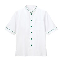 サーウ゛ォ 5分袖 飲食店 ユニフォーム ショップコート ホール キッチン ホワイト×グリーン 3L TP0603H3