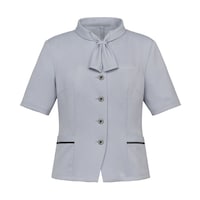 サーウ゛ォ オーバーブラウス 半袖 レディース 制服 事務服 パウダーブルー 11 GOBL2602K1