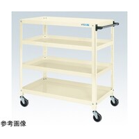 サカエ スーパーワゴン(ゴム車/4段タイプ/ねじ込み式キャスター)W1000×D650×H1100 アイボリー SAS10114RI