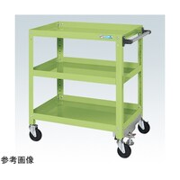 サカエ スーパーワゴン(ゴム車/3段/ねじ込式キャスター)W750×D500×H880 グリーン SAS75883FRG