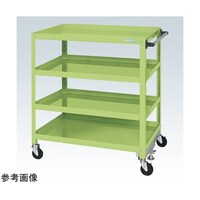 サカエ スパワゴン(ナイロンウレタン車/4段/ねじ込み式キャスタ)W1000×D650×H1100 グリン SAS10114FNUG