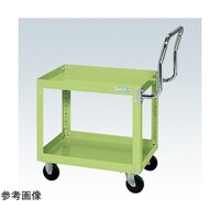 サカエ スパワゴン(ゴム車/2段/プレト式キャスタ/取手ハイ)W600×D400×H600 グリン SAP60602HTRG