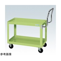 サカエ スパワゴン(ゴム車/2段/プレト式キャスタ/取手ハイ)W750×D500×H600 グリン SAP75602HTRG
