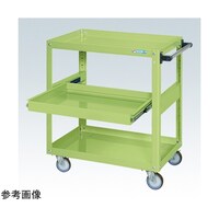 サカエ スーパーワゴン(ナイロンウレタン車/プレート式キャスター/スライド棚仕様)グリーン SAP75883SNUJG