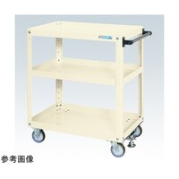 サカエ スーパーワゴン(ゴム車/3段/プレート式キャスター/フロアストッパー付)アイボリー SAP75883FRI
