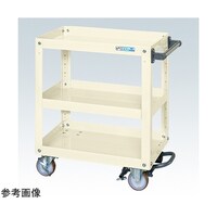 サカエ スーパーワゴン(ゴム車/3段/プレート式キャスター/フットブレーキ付)アイボリー SAP75743BRRI
