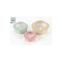 アズワン 「&Smile」電子レンジ対応保存容器3pcセット AS101