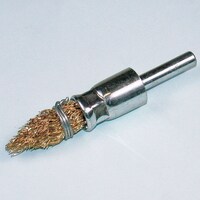 柳瀬 軸付剣先型ブラシ 鋼線メッキ 15×30×6×25mm 1箱(10個入) BMKS15