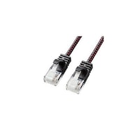 サンワサプライ つめ折れ防止カテゴリ6A細径メッシュLANケーブル 0.5m ブラック&レッド KBT6AME005BKRX5