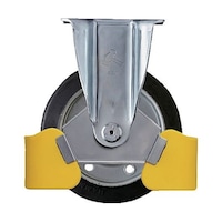 ハンマーキャスター フットガード付 固定式ゴム車輪(スチールホイール・ローラーベアリング)150mm 420SRPRB150WY3