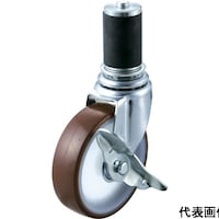 ユーエイキャスター 差込式 自在 ステンレスキャスター ウレタン 車輪径125mm ストッパー付き Eタイプ SUSETFS型 パイプ径35 SUSETF125URS35P
