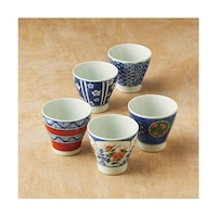 アズワン 染錦文様 カップ5客揃 径9×8cm(250mL)電子レンジOK K50606927