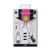 ナカバヤシ 【3セット】 USB2.0 4ポートハブ 0.3m ホワイト UH2404WX3