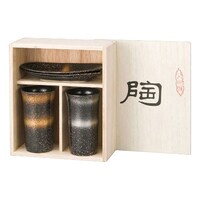 アズワン 輪華 ひとときセット(直径6.1cm高さ10.8cm容量約180mLカップ2客・15.5×5.8cm小判皿2枚・陶磁器 4104032
