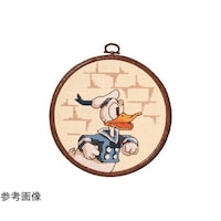 オリムパス製絲 クロスステッチ 刺しゅうキット ディズニー ドナルドダック おしゃれフープ付き ベージュ 7039