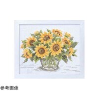オリムパス製絲 クロスステッチ 刺しゅうキット フラワーガーデン やさしい花刺しゅう額 サンフラワー 白 7287
