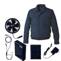 空調服 空調服R制電長袖ブルゾン(横ファン)+ 空調服R スターターキット KU92600/ネイビー/5L +SK25012K90