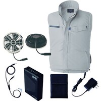 空調服 空調服R制電ベスト(横ファン)+ 空調服R スターターキット KU92604/シルバー/L +SK25011K50