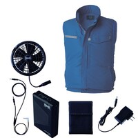 空調服 空調服R制電ベスト(横ファン)+ 空調服R スターターキット KU92604/ブルー/3L +SK25012K90