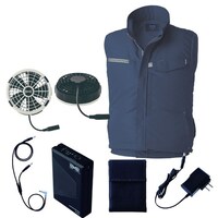 空調服 空調服R制電ベスト(横ファン)+ 空調服R スターターキット KU92604/ネイビー/L +SK25011K50