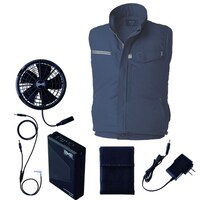 空調服 空調服R制電ベスト(横ファン)+ 空調服R スターターキット KU92604/ネイビー/5L +SK25012K90