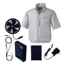 空調服 空調服R半袖ブルゾン(横ファン)+ 空調服R スターターキット KU92322/シルバー/5L +SK25012K90
