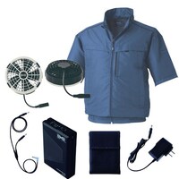 空調服 空調服R半袖ブルゾン(横ファン)+ 空調服R スターターキット KU92322/ネイビー/M +SK25011K50