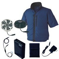 空調服 空調服R制電半袖ブルゾン(横ファン)+ 空調服R スターターキット KU92622/ネイビー/LL +SK25011K50