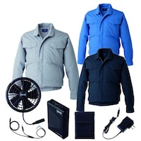 空調服 空調服R制電長袖ブルゾン(横ファン)+ 空調服R スターターキット KU92600/ネイビー/S +SK25011K90