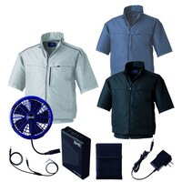 空調服 空調服R半袖ブルゾン(横ファン)+ 空調服R スターターキット KU92322/ネイビー/S +SK25011N50