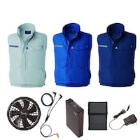 空調服 空調服R制電ベスト(横ファン)+ 空調服R スターターキット KU92604/シルバー/5L +SK23012K90