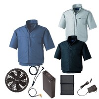 空調服 空調服R半袖ブルゾン(横ファン)+ 空調服R スターターキット KU92322/ネイビー/4L +SK23012K90