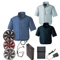 空調服 空調服R半袖ブルゾン(横ファン)+ 空調服R スターターキット KU92322/ブラック/L +SK23011R70