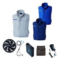 空調服 空調服R制電ベスト(横ファン)+ 空調服R スターターキット KU92604/ブルー/3L +SK23022K90