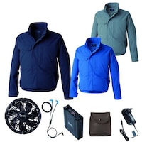 空調服 空調服R難燃長袖ブルゾン(横ファン)+ 空調服R スターターキット KU92610/ネイビー/5L +SK23022K90