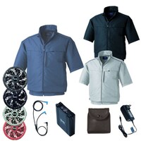 空調服 空調服R半袖ブルゾン(横ファン)+ 空調服R スターターキット KU92322/ネイビー/S +SK23021K50