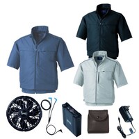 空調服 空調服R半袖ブルゾン(横ファン)+ 空調服R スターターキット KU92322/ネイビー/4L +SK23022K90