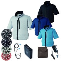空調服 空調服R制電半袖ブルゾン(横ファン)+ 空調服R スターターキット KU92622/ブラック/M +SK23021R70