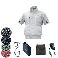 空調服 空調服R エレファンR 半袖タチエリ + 空調服R スターターキット EK3630/シルバー/S + SK23021K50