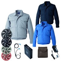 空調服 空調服R制電長袖ブルゾン(横ファン)+ 空調服R スターターキット KU92600/グレー/LL +SK23021K70