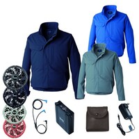 空調服 空調服R難燃長袖ブルゾン(横ファン)+ 空調服R スターターキット KU92610/ネイビー/LL +SK23021K70